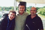 Tony Temple and Danny D with guest Craig from Big Brother, after their on-air interview at Truckfest 2001