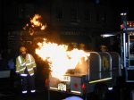 The Fire Brigade keep everyone warm with their demonstration of how not to put out a chip pan fire.

Switching on of the Christmas lights, Crewkerne, 30-Nov-2001 